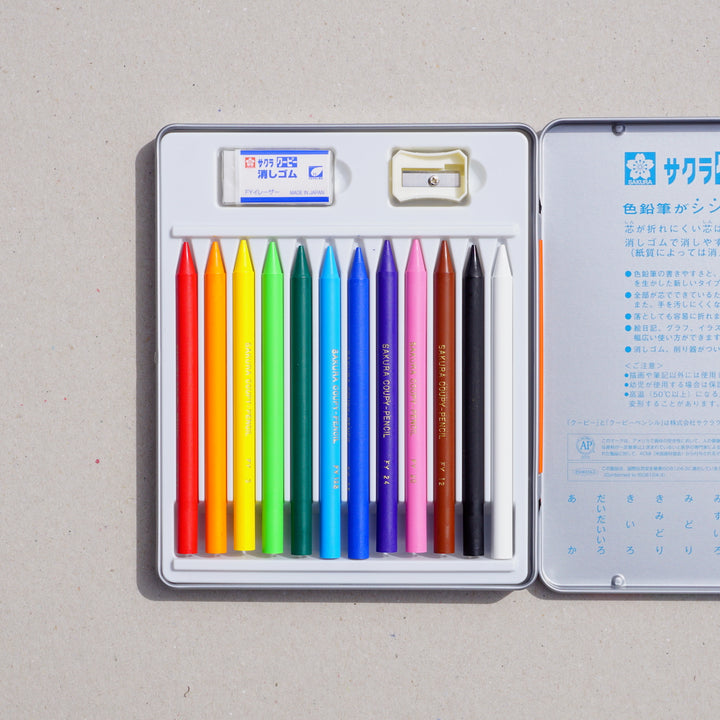 SAKURA COUPY-PENCIL, PASTEL CRAYONS (12 Colours)