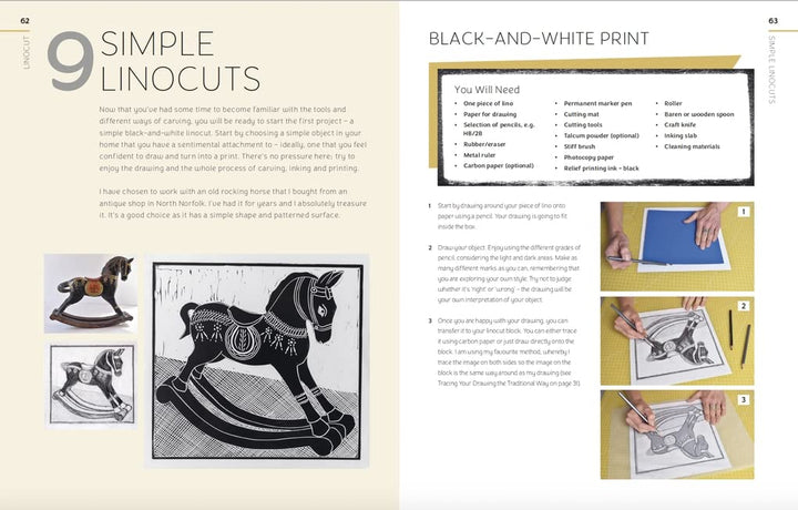 LINOCUT: A CREATIVE GUIDE TO MAKING BEAUTIFUL PRINTS by Sam Marshall