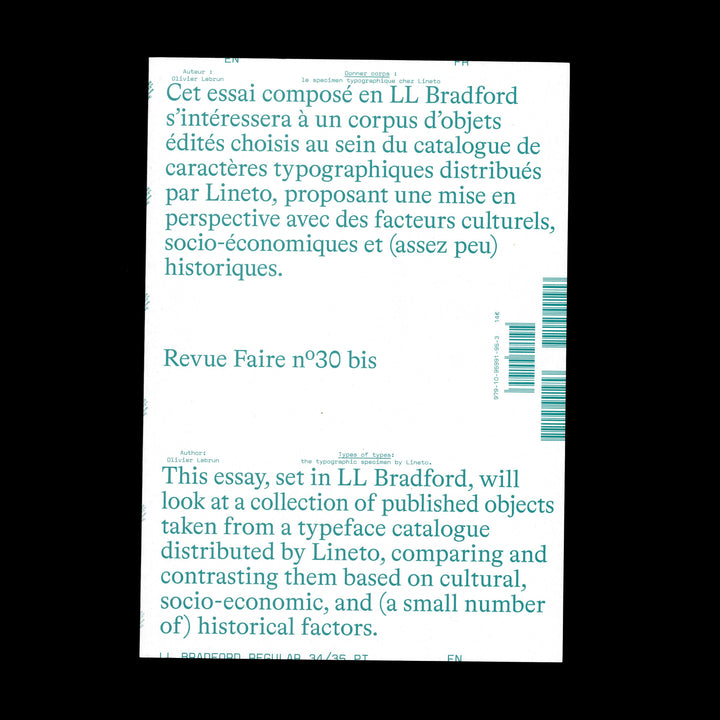 REVUE FAIRE 30 BIS — TYPES OF TYPES: THE TYPOGRAPHIC SPECIMEN BY LINETO by Manon Bruet